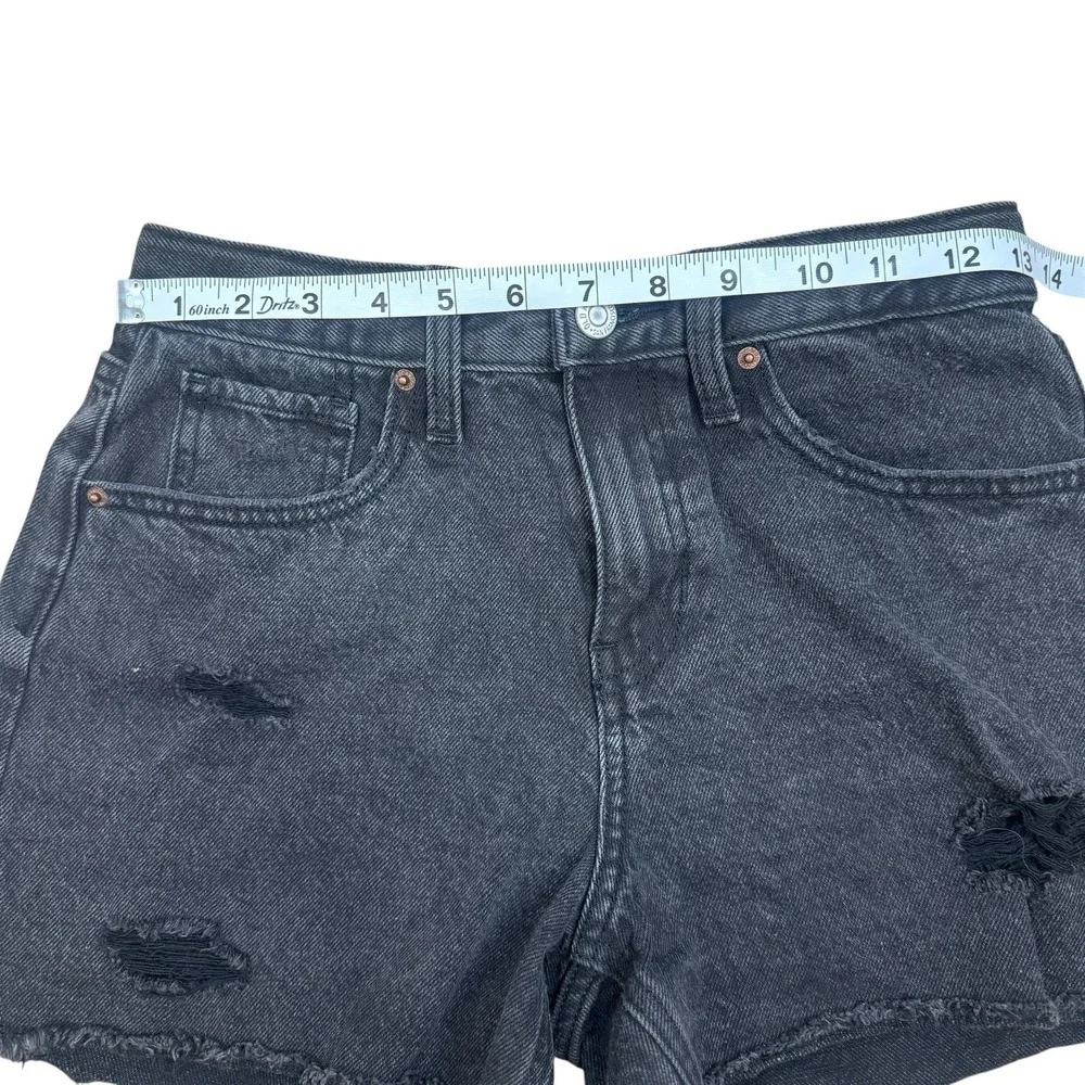 Old Navy Shorts Girls 14‎ Adjust Black Denim High Rise Slouchy Straight Raw Hem